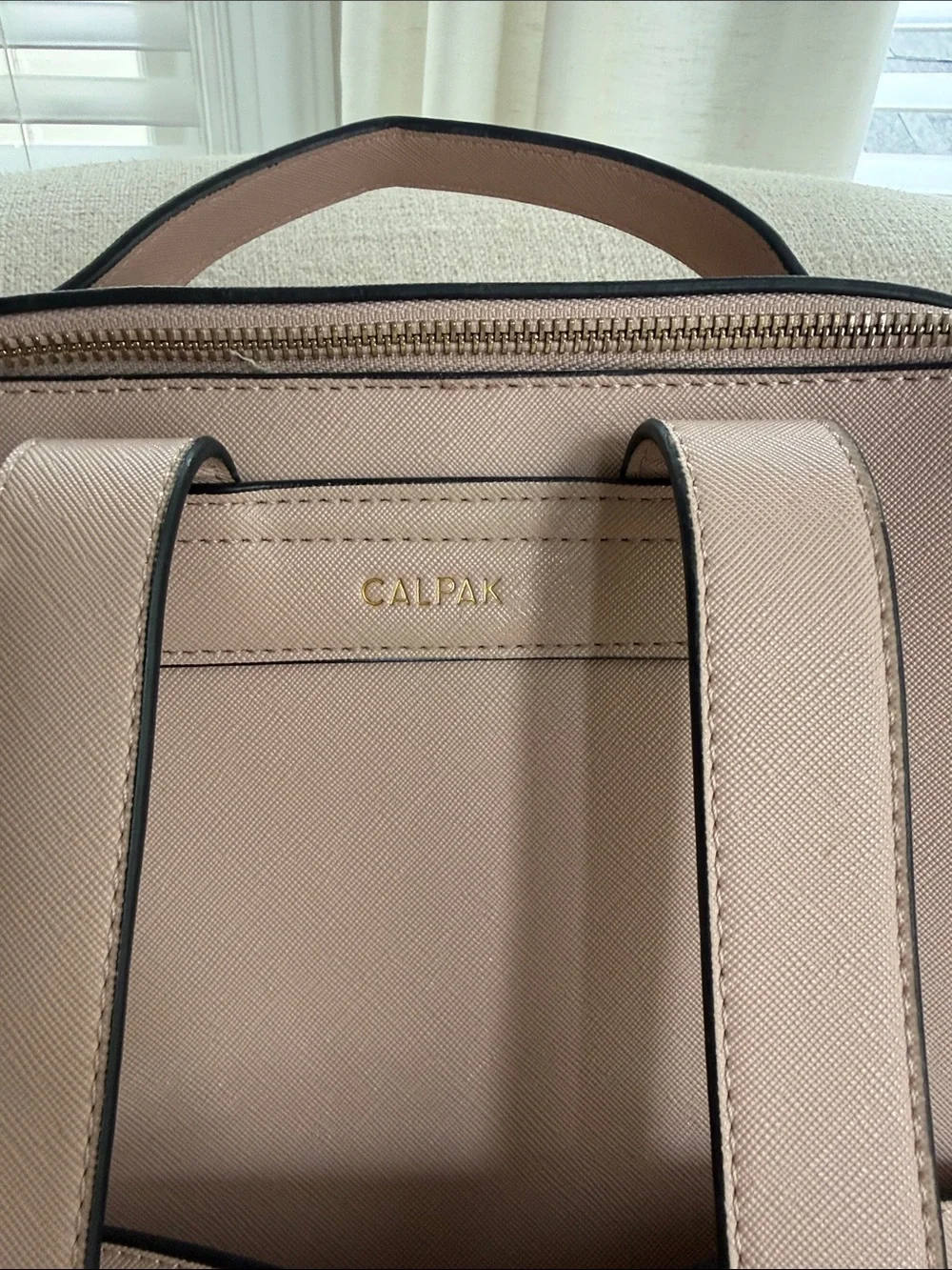 Calpak Dusty Pink Leather Backpack with Whipstitch Trim